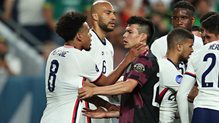 Weston McKennie and Chucky Lozano in the USA-Mexico Concacaf Nations League final